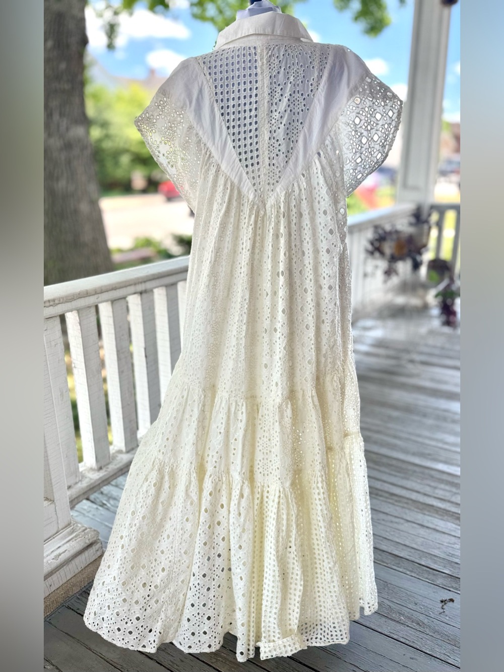 Free People Ivory Eyelet Button-Front Maxi Dress - Picture 7 of 15